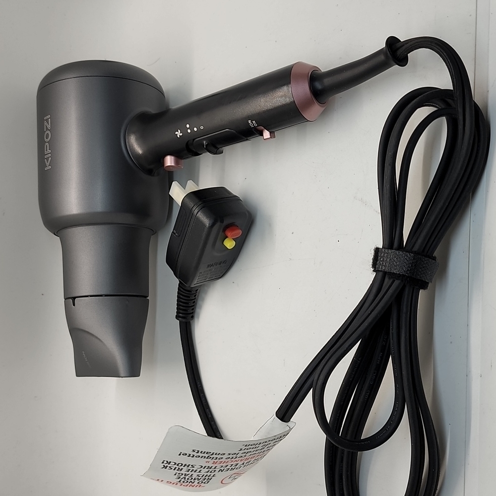 KIPOZI NANO IONIC LOW NOISE HAIR DRYER WITH DIFFUSER AND CONCENTRATOR DARK GRAY